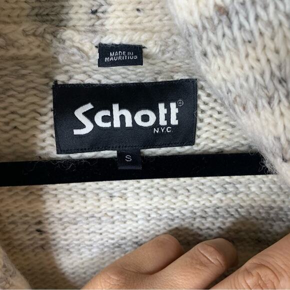 Schott NYC Italian Yarn Shawl Collar wool blend sweater cardigan size small men - Picture 3 of 5